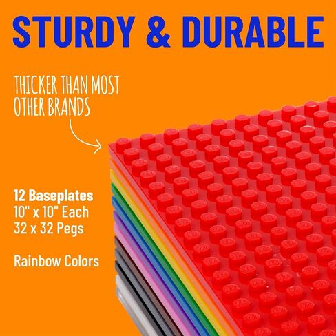 Strictly Briks Stackable Baseplates - 12 Pack 10"x10", 32x32 Studs, Compatible with Lego for Building City Scenes, Foundabtion, Displays Bricks on Play Table, Kids, Nature in Saudi Arabia