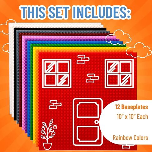 Strictly Briks Stackable Baseplates - 12 Pack 10"x10", 32x32 Studs, Compatible with Lego for Building City Scenes, Foundabtion, Displays Bricks on Play Table, Kids, Nature in Saudi Arabia