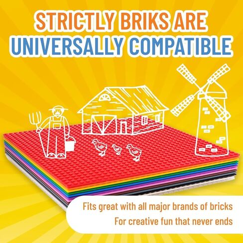 Strictly Briks Stackable Baseplates - 12 Pack 10"x10", 32x32 Studs, Compatible with Lego for Building City Scenes, Foundabtion, Displays Bricks on Play Table, Kids, Nature in Saudi Arabia