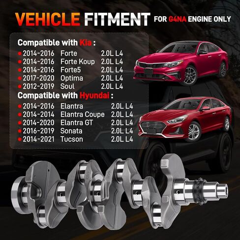 623V6-2EH00 G4NA 2.0L مجموعة العمود المرفقي للمحرك مع محامل متوافقة مع 2014-2021 Kia Soul Optima Forte Forte5/Koup Hyundai Sonata Tucson Elantra Elantra GT/Coupe استبدال # 23110-2E200 23110-2E210 in Saudi Arabia