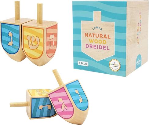 The Dreidel Company Extra Large Hand Painted Wood Hanukkah Dreidels, 2-Pack Blue & White Star Design in Saudi Arabia
