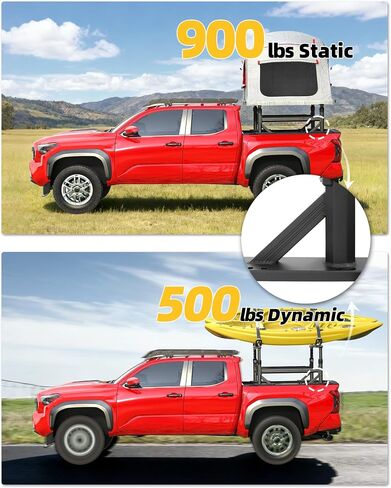 Truck Bed Rack Fit for Toyota Tacoma & Jeep Gladiator with Bed Rails 900 LBS Load Adjustable Height 19"-25" Aluminum Ladder Rack with Side Bars in Saudi Arabia