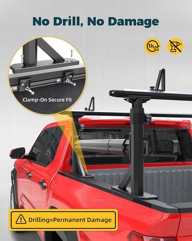 Truck Bed Rack Fit for Toyota Tacoma & Jeep Gladiator with Bed Rails 900 LBS Load Adjustable Height 19"-25" Aluminum Ladder Rack with Side Bars in Saudi Arabia
