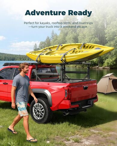 Truck Bed Rack Fit for Toyota Tacoma & Jeep Gladiator with Bed Rails 900 LBS Load Adjustable Height 19"-25" Aluminum Ladder Rack with Side Bars in Saudi Arabia