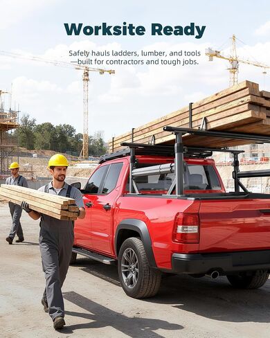 Truck Bed Rack Fit for Toyota Tacoma & Jeep Gladiator with Bed Rails 900 LBS Load Adjustable Height 19"-25" Aluminum Ladder Rack with Side Bars in Saudi Arabia