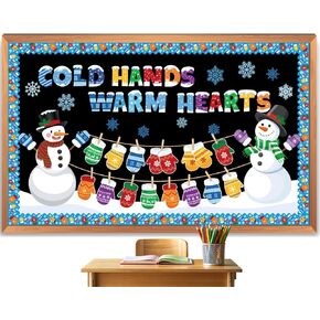 Winter Bulletin Board Decorations, 96 Pcs Winter Snowman Christmas Bulletin Board Decorations Set for Classroom, Cold Hands Warm Hearts Cutouts School Door Decor in Saudi Arabia