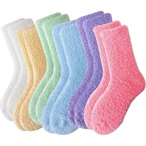جوارب Boyizuiyou Fuzzy - 5 أزواج من الجوارب المبطنة للنساء، جوارب أرضية من الصوف، جوارب منتفخة مريحة ودافئة، جوارب نوم من الألياف الدقيقة، جوارب شتوية مبطنة in Kuwait