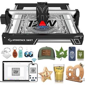 ATOMSTACK Swift Laser Engraver للمبتدئين، قاطع ليزر بقوة 7000 ميجاوات، فئة الليزر 4، منطقة عمل 300 × 300 مم، آلة نقش بدقة 0.08 مم للخشب والجلود والمعادن المطلية والأكريليك (سويفت 7 وات) in Kuwait