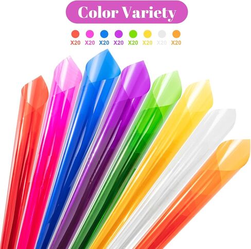 woric 160 PCS Colored Cellophane Sheets 7.5 x 7.5 Inch Colored Cellophane Wrap Transparency Plastic Sheets for DIY Arts Crafts Small Gifts Holiday Party Decoration in Saudi Arabia