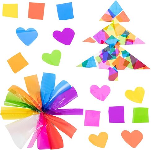 woric 160 PCS Colored Cellophane Sheets 7.5 x 7.5 Inch Colored Cellophane Wrap Transparency Plastic Sheets for DIY Arts Crafts Small Gifts Holiday Party Decoration in Saudi Arabia