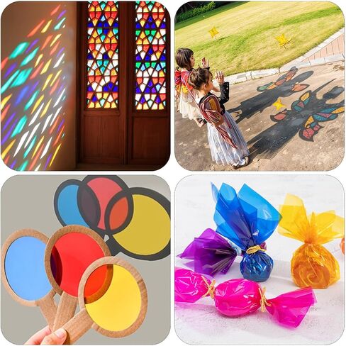 woric 160 PCS Colored Cellophane Sheets 7.5 x 7.5 Inch Colored Cellophane Wrap Transparency Plastic Sheets for DIY Arts Crafts Small Gifts Holiday Party Decoration in Saudi Arabia