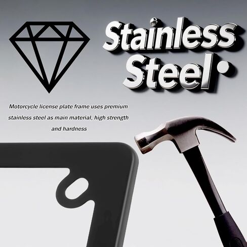 Stainless Steel Motorcycle License Plate Frame,High Strength Motorcycle Plate Frame for Anti-Scratch Protection,Universal Motorcycles Tag Frames Kit with Screws & Washers in Saudi Arabia