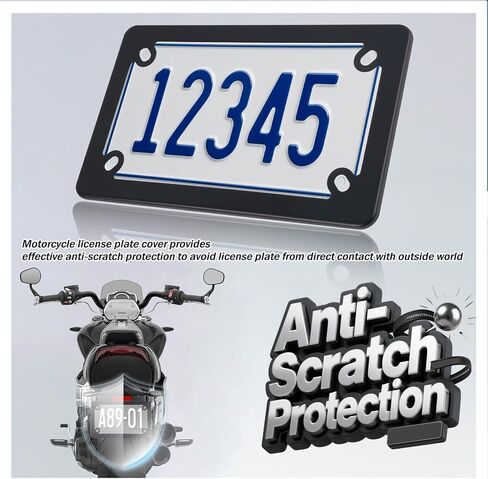 Stainless Steel Motorcycle License Plate Frame,High Strength Motorcycle Plate Frame for Anti-Scratch Protection,Universal Motorcycles Tag Frames Kit with Screws & Washers in Saudi Arabia