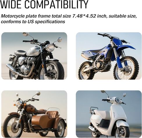 Stainless Steel Motorcycle License Plate Frame,High Strength Motorcycle Plate Frame for Anti-Scratch Protection,Universal Motorcycles Tag Frames Kit with Screws & Washers in Saudi Arabia