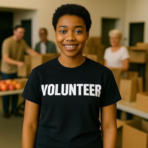 Bulk Volunteer T-Shirts – Cotton Blend Tees for Community Events & Nonprofits – Comfortable, Printed in USA in Saudi Arabia