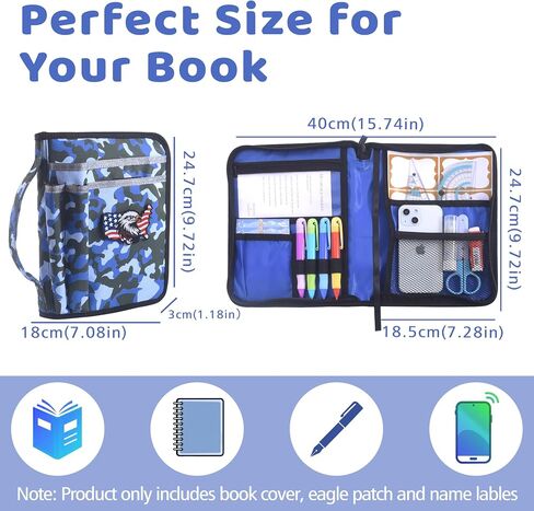 غطاء كتاب LParkin Blue Camo Scouts للكتيب الإصدار الرابع عشر، غلاف حماية مقاوم للماء للأولاد المموه مع رقعة النسر و32 ملصق اسم، هدايا للأولاد والبنات الكشافة in Kuwait