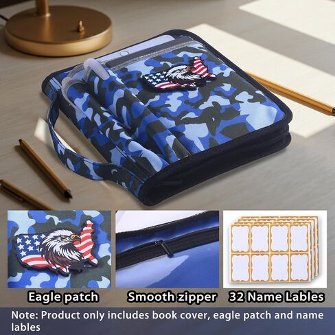 غطاء كتاب LParkin Blue Camo Scouts للكتيب الإصدار الرابع عشر، غلاف حماية مقاوم للماء للأولاد المموه مع رقعة النسر و32 ملصق اسم، هدايا للأولاد والبنات الكشافة in Kuwait