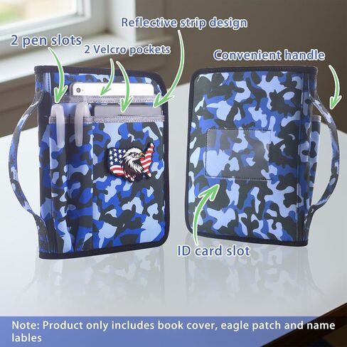 غطاء كتاب LParkin Blue Camo Scouts للكتيب الإصدار الرابع عشر، غلاف حماية مقاوم للماء للأولاد المموه مع رقعة النسر و32 ملصق اسم، هدايا للأولاد والبنات الكشافة in Kuwait