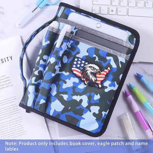 غطاء كتاب LParkin Blue Camo Scouts للكتيب الإصدار الرابع عشر، غلاف حماية مقاوم للماء للأولاد المموه مع رقعة النسر و32 ملصق اسم، هدايا للأولاد والبنات الكشافة in Kuwait