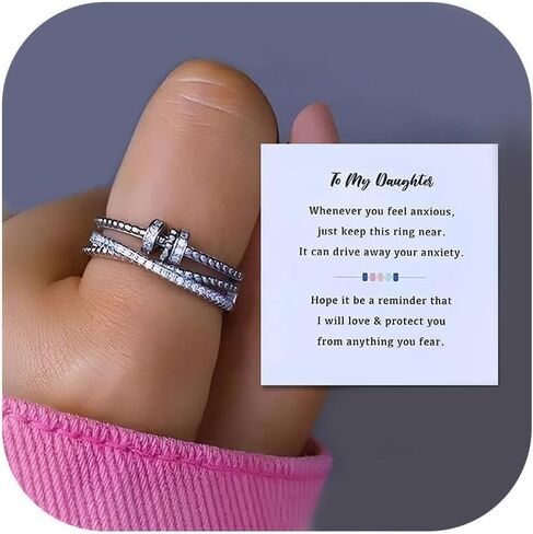choice of all To My Daughter/Sister/Wife/Mom Fidget Ring Daughter Gift from Mom Anxiety Ring for Women Teen Girls Trendy Stuff Valentines Mothers Day Birthday Jewelry Gifts in Saudi Arabia
