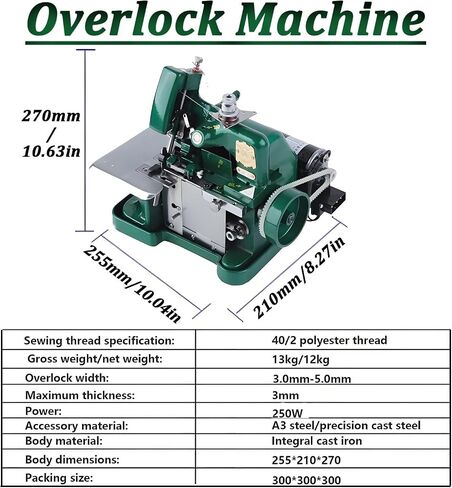 Portable Small Sewing Machine, 3-Needle Overlock Serger with Carry Handle, 3000 SPM High Speed, Adjustable Stitch Size, Perfect for Home Sewing & Professional Use Black in Saudi Arabia