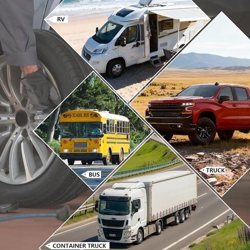 نظام مراقبة ضغط الإطارات TPMS مراقبة ضغط الإطارات اللاسلكية مع 4 أجهزة استشعار خارجية، شحن بالطاقة الشمسية/USB، 0-87 رطل لكل بوصة مربعة، مناسب عالمي للسيارات الدفع الرباعي والشاحنات الصغيرة - مع 4 أغطية جذعية لصمام الإطارات in Kuwait