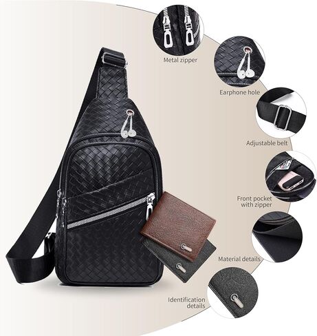 مجموعة حقائب حبال مكونة من قطعتين، حقيبة حبال من جلد البولي يوريثان مع محفظة كلاسيكية، تصميم متعدد السحاب للسفر، في الهواء الطلق in Kuwait