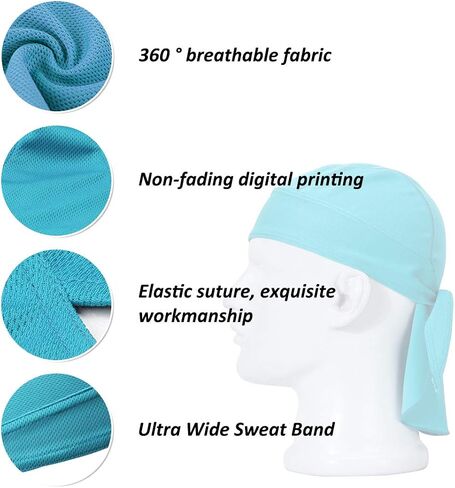 KXF Do Rag Cycling Skull Cap Sweat Wicking Pirate Motorcycle Head Bandana Wrap Cooling Helmet Liner for Women & Men in Kuwait