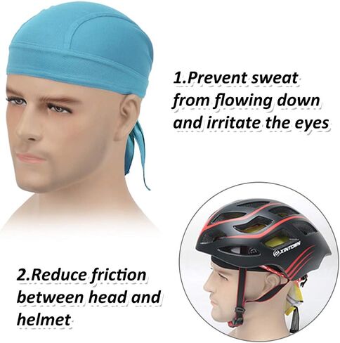 KXF Do Rag Cycling Skull Cap Sweat Wicking Pirate Motorcycle Head Bandana Wrap Cooling Helmet Liner for Women & Men in Kuwait