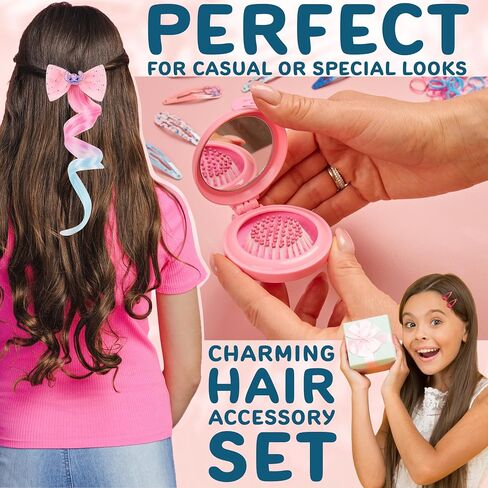 Get Trend Hello Kitty Sanrio Hair Accessories, Clear Backpack for Girls, Kawaii Hair Ties, Clips, Stickers, Brush, Scrunchies, Gifts for Girls (Pink Hello Kitty) in Saudi Arabia