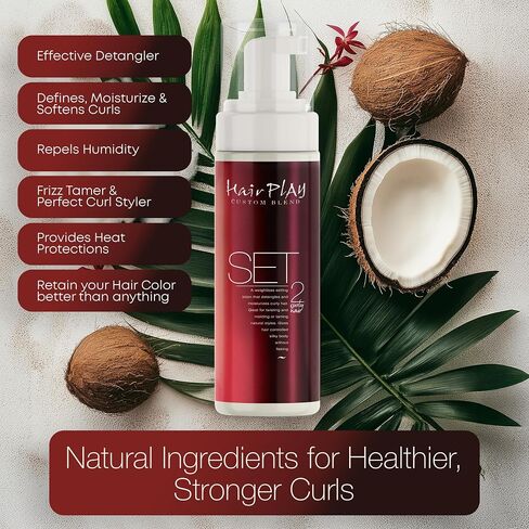 HairPlay Set #2 Hair Foam Mousse - Medium Hold Styling Foam for Frizz Control - Hair Mousse for Curls - Curl Defining Moistiurizing Mousse for Wavy Hair - 2 Fl Oz in Kuwait