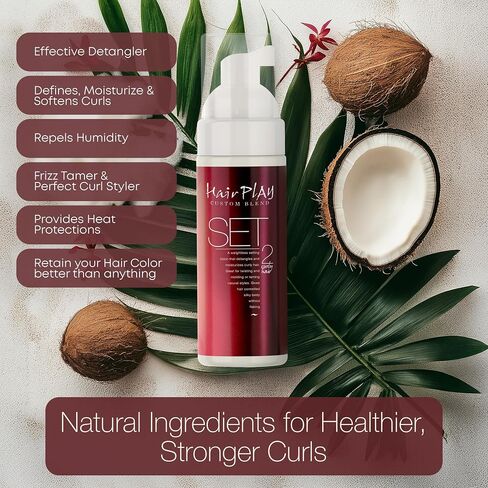 HairPlay Set #2 Hair Foam Mousse - Medium Hold Styling Foam for Frizz Control - Hair Mousse for Curls - Curl Defining Moistiurizing Mousse for Wavy Hair - 2 Fl Oz in Kuwait