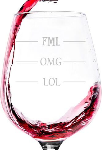 كأس نبيذ مضحك من LOL OMG FML - هدايا عيد ميلاد للزوجة والنساء - هدية عيد ميلاد فريدة للأصدقاء والأخت والأم - فكرة هدية رائعة من الزوج - كأس نبيذ مبتكر ممتع in Saudi Arabia