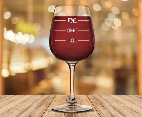 كأس نبيذ مضحك من LOL OMG FML - هدايا عيد ميلاد للزوجة والنساء - هدية عيد ميلاد فريدة للأصدقاء والأخت والأم - فكرة هدية رائعة من الزوج - كأس نبيذ مبتكر ممتع in Saudi Arabia