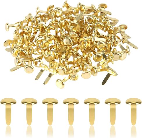 150pcs Brads Paper Fasteners, 0.31X0.55 Inch Mini Brads Round Fasteners Craft Brads Fasteners Split Pins for Paper Crafts Scrapbooking DIY Projects (Gold) in Saudi Arabia