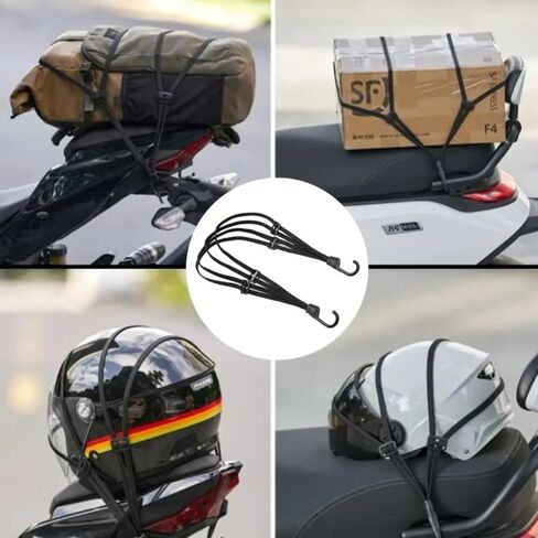Black Motorcycles Mesh Helmet Rope, Retractable Helmet Luggage Elastic Rope Strap with 2 Hooks for Secure (90cm/35.4") in Saudi Arabia