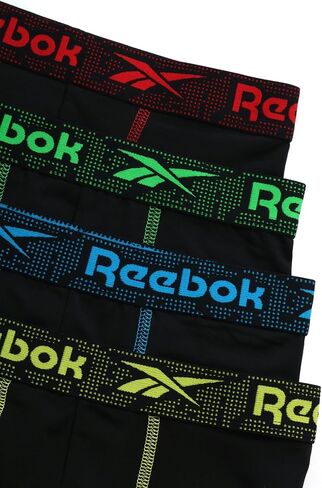 Reebok Boys Underwear - Performance Boxer Briefs (4 Pack), Size 16-18, All Black in Kuwait