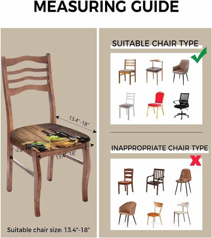 Savannan Dining Room Chair Seat Covers, Red Wine Grape Wooden Barrel Rustic Board Plank Removable Stretch Chair Seat Cushion Slipcovers Protector for Holiday Party Festival Decoration, Set of 4 in Kuwait