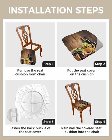 Savannan Dining Room Chair Seat Covers, Red Wine Grape Wooden Barrel Rustic Board Plank Removable Stretch Chair Seat Cushion Slipcovers Protector for Holiday Party Festival Decoration, Set of 4 in Kuwait