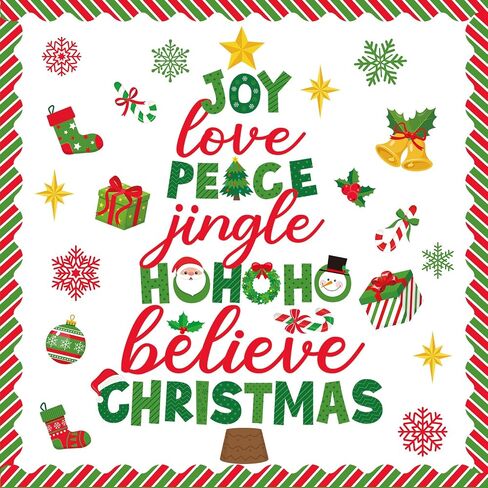 Funrous Christmas Bulletin Board Decoration Set Xmas Tree Classroom Decor Snowman Santa Claus Gnome Snowflake Cutout Winter Border Trim for Xmas Holiday Office Wall Door Supplies (Merry Christmas) in Saudi Arabia