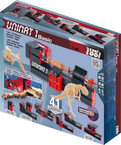 The Cool Tool UNIMAT 1 Basic – 4-in-1 Wood Workshop for Kids Ages 8+ – Tools for Wood and Cardboard – Made in Austria – Turn, Saw, Drill & Sand – Creative Woodworking Set in Saudi Arabia