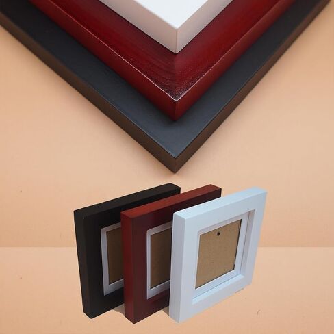 ZXT-parts 7x7 Picture Frames Red with 4x4 Mat. 7x7 Black Square Photo Frame. Solid Wood, Plastic Panel, The Tabletop or The Wall. in Kuwait