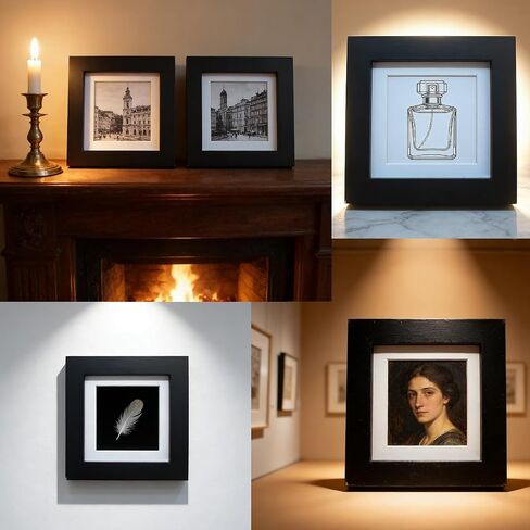 ZXT-parts 7x7 Picture Frames Red with 4x4 Mat. 7x7 Black Square Photo Frame. Solid Wood, Plastic Panel, The Tabletop or The Wall. in Kuwait