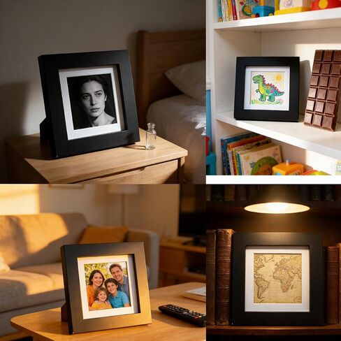 ZXT-parts 7x7 Picture Frames Red with 4x4 Mat. 7x7 Black Square Photo Frame. Solid Wood, Plastic Panel, The Tabletop or The Wall. in Kuwait