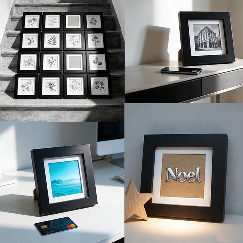 ZXT-parts 7x7 Picture Frames Red with 4x4 Mat. 7x7 Black Square Photo Frame. Solid Wood, Plastic Panel, The Tabletop or The Wall. in Kuwait