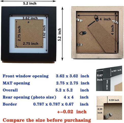 ZXT-parts 7x7 Picture Frames Red with 4x4 Mat. 7x7 Black Square Photo Frame. Solid Wood, Plastic Panel, The Tabletop or The Wall. in Kuwait
