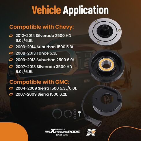 maXpeedingrods Air Conditioner AC Compressor Clutch Kit Fit for Chevrolet Silverado 2500/3500 HD Tahoe Suburban, GMC Sierra 1500, AC Clutch Kit Replaces 1520941 1521127 in Saudi Arabia