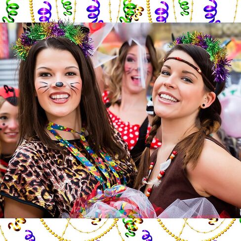 Hotop 6 Pcs Mardi Gras Headband Gold Purple Green Pom Pom Headband Glitter Carnival Costume Party Hair Hoop for Women Men Boys Girls Mardi Gras Dress up Party Accessories in Saudi Arabia