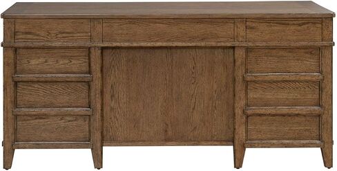 Liberty Furniture Carolina Park Jr Executive Credenza مع صينية لوحة المفاتيح، قفل تخزين الملفات للمكتب المنزلي - خشب البلوط البني الكهرماني in Saudi Arabia