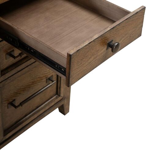 Liberty Furniture Carolina Park Jr Executive Credenza مع صينية لوحة المفاتيح، قفل تخزين الملفات للمكتب المنزلي - خشب البلوط البني الكهرماني in Saudi Arabia